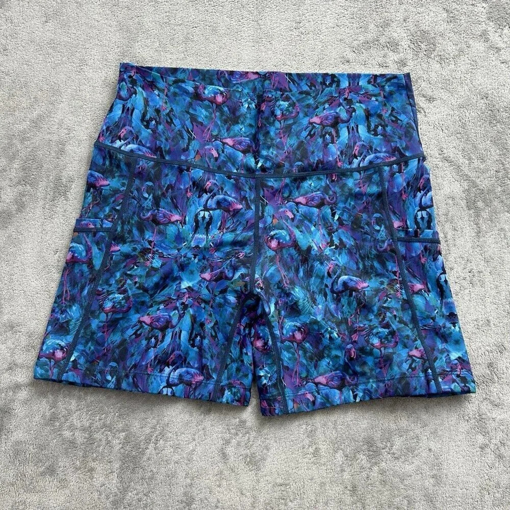 Constantly Varied Gear Shorts Womens Large Blue Flamingo Abstract Squat Biker